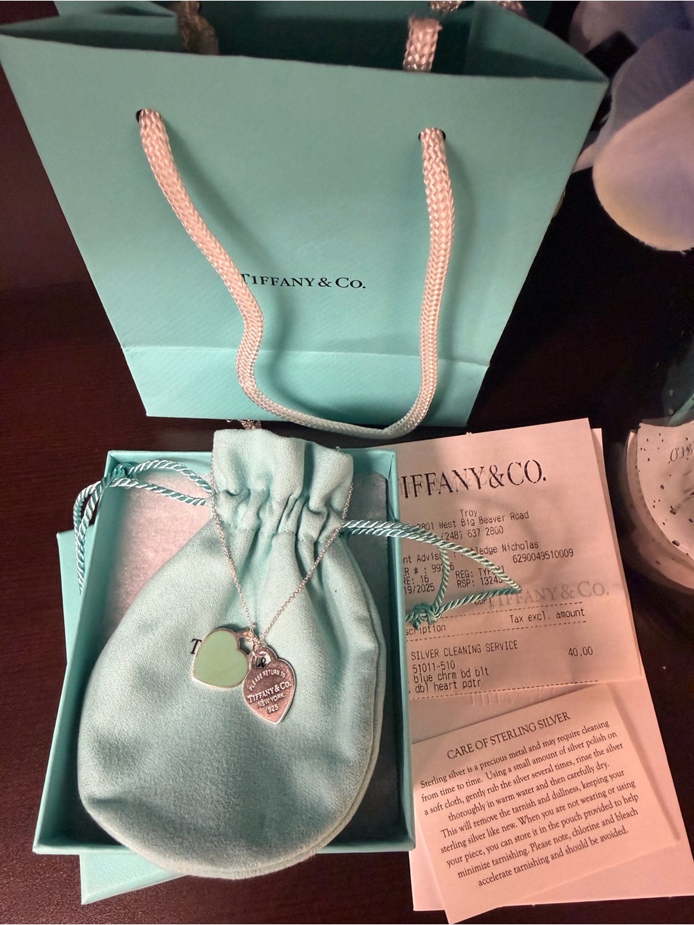 Return to Tiffany Tiffany Blue Double Heart Tag Pendant in Silver